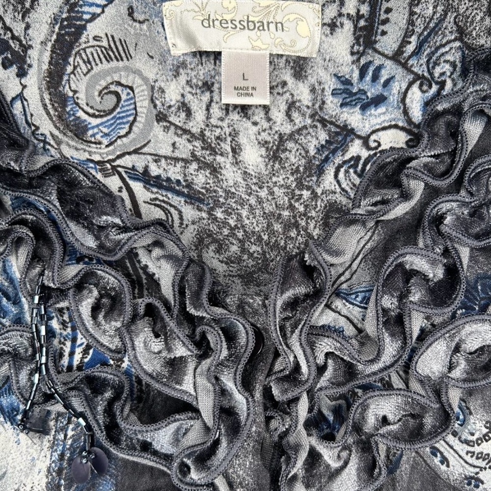 Dressbarn Paisley Ruffle and sequin Blouse - Picture 3 of 6